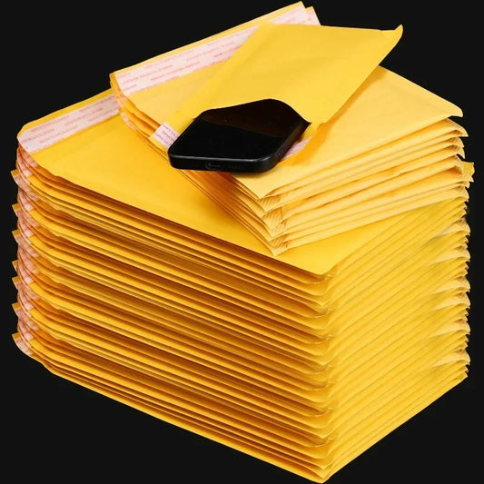 50/10x Kraft Paper Bubble Mailers Envelopes Bags Bubble Mailing Bags Home Yellow Self Seal Waterproof Cushion Envelopes Pouch