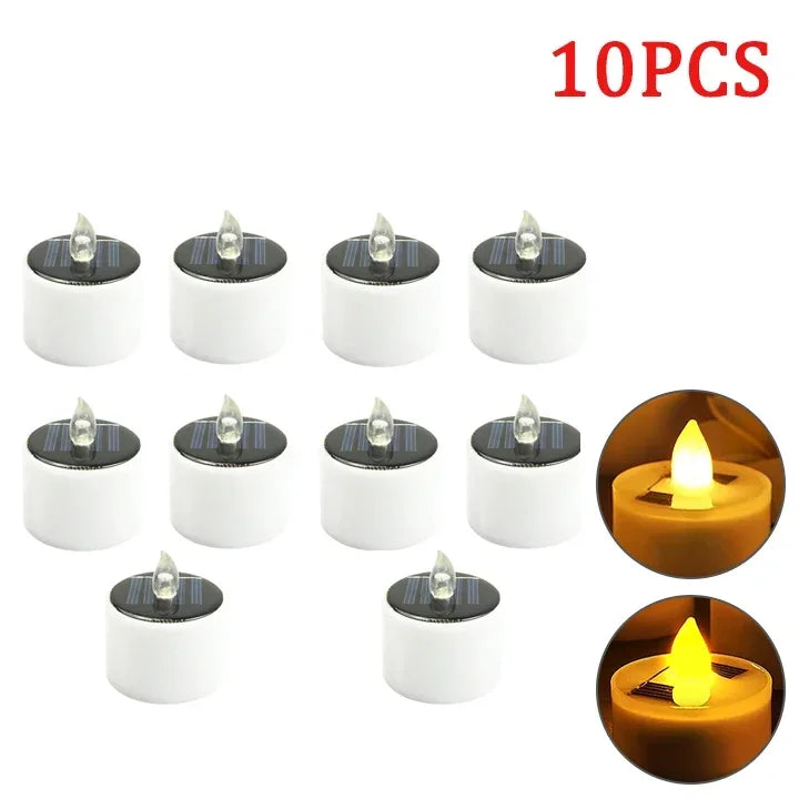 Solar Tea Light Led Candles Flameless Outdoor Waterproof Solar Tea Lights Rechargeable Candles for Party Garden Home Decor