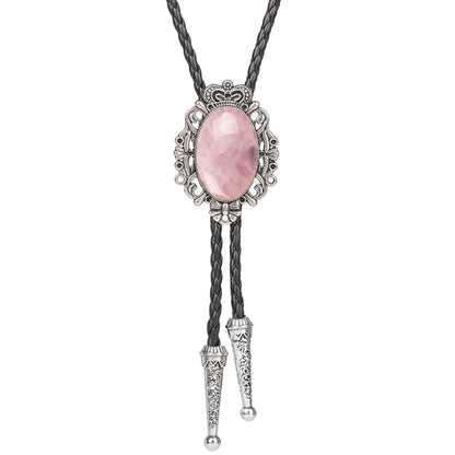 Bolo Tie Western Cowboy Opal Rodeo Leather Necktie - 26
