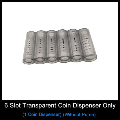 6 Slots Euro Coin Dispenser Driver Waiter's Purse Waist Wallet Zipper Pocket Coin Sorter Collector Cash Receipt Coins Safe - 