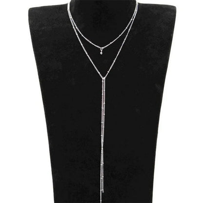 Trendy Gold Plated Lariat Necklace for Women Double Layer Chain Long Y-shaped Necklaces Fashion Jewelry Gifts Body Accessorie