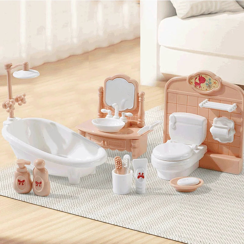 Miniature Dollhouse Furniture Kitchen Living Room Bedroom Bathroom Doll House Furniture Pretend Play Dollhouse Miniatures