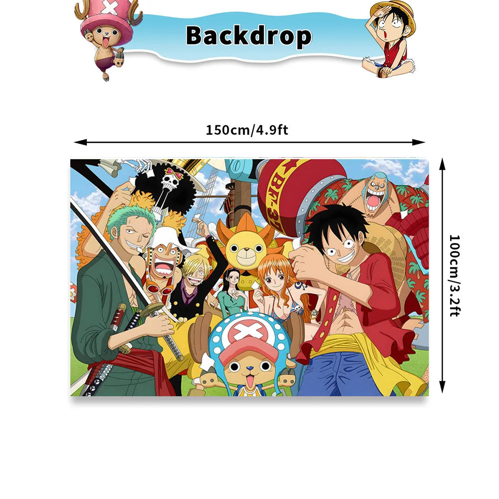 One Piece Birthday Party Dinner Plates Hanging Banner Cake Decoration One Piece Luffy Balloon Party Decoration Theme Props Gi