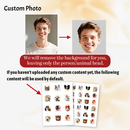 Personalized Tattoo Stickers With Pet Photo, Customizable Family Photos Tattoo Stickers, 2 Sizes: S/M, Valentine's Day Gifts,