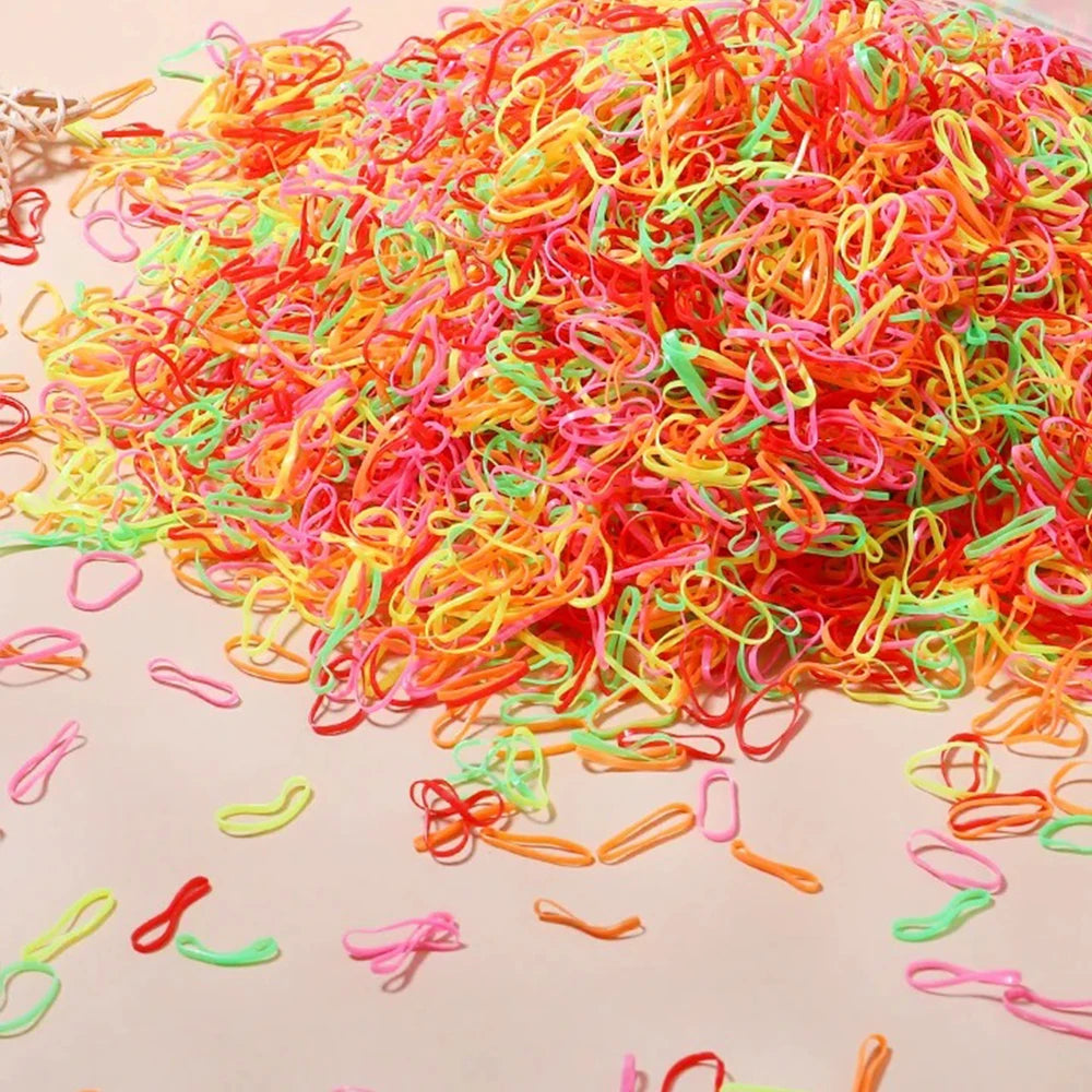 500/1000/2000pcs Girls Colourful Disposable Rubber Band Hair Ties Headband Children Ponytail Holder Bands Kids Hair Accessori