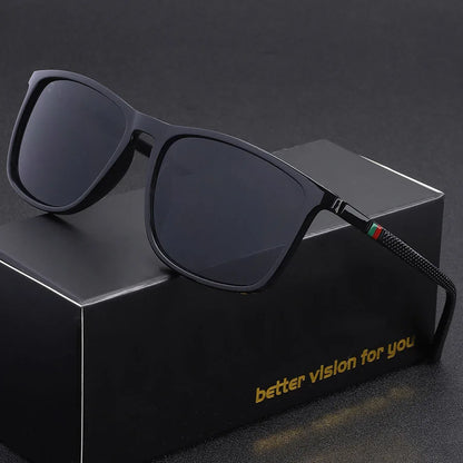 Classic Square Men's Sunglasses Comfortable Lightweight Black Frame Glasses Ideal for Travel Photography Gifts - black
