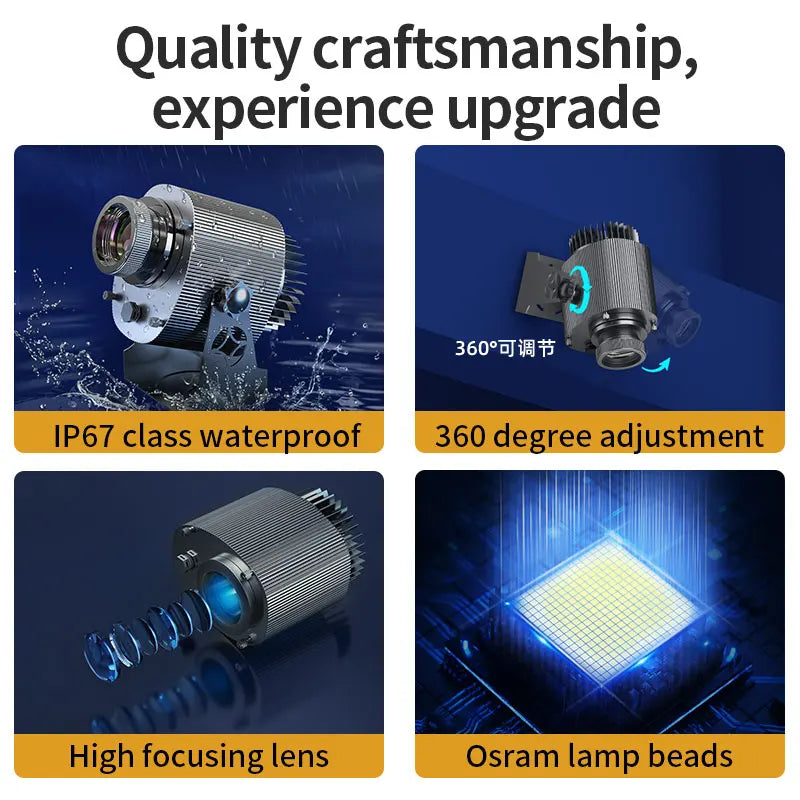 Custom Logo Led Gobo Projector Hd Sign Indoor/Outdoor Use Ip67 Waterproof Rotating Advertising Image Projection Door Lamp