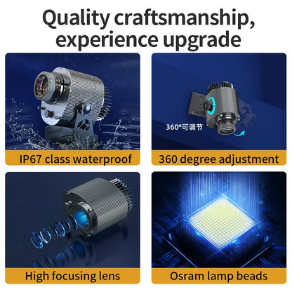 Custom Logo Led Gobo Projector Hd Sign Indoor/Outdoor Use Ip67 Waterproof Rotating Advertising Image Projection Door Lamp