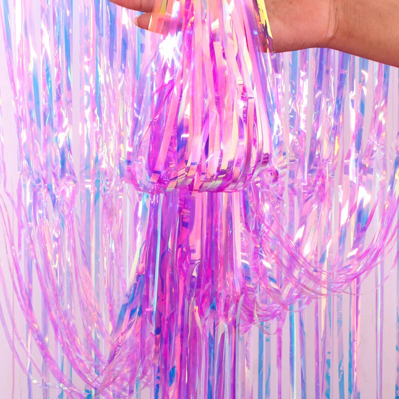 Top Matte Birthday Party Decoration Backdrop Foil Tassel Fringe Curtain Kids Adult Photo Booth Baby Shower Wedding Matte Drap
