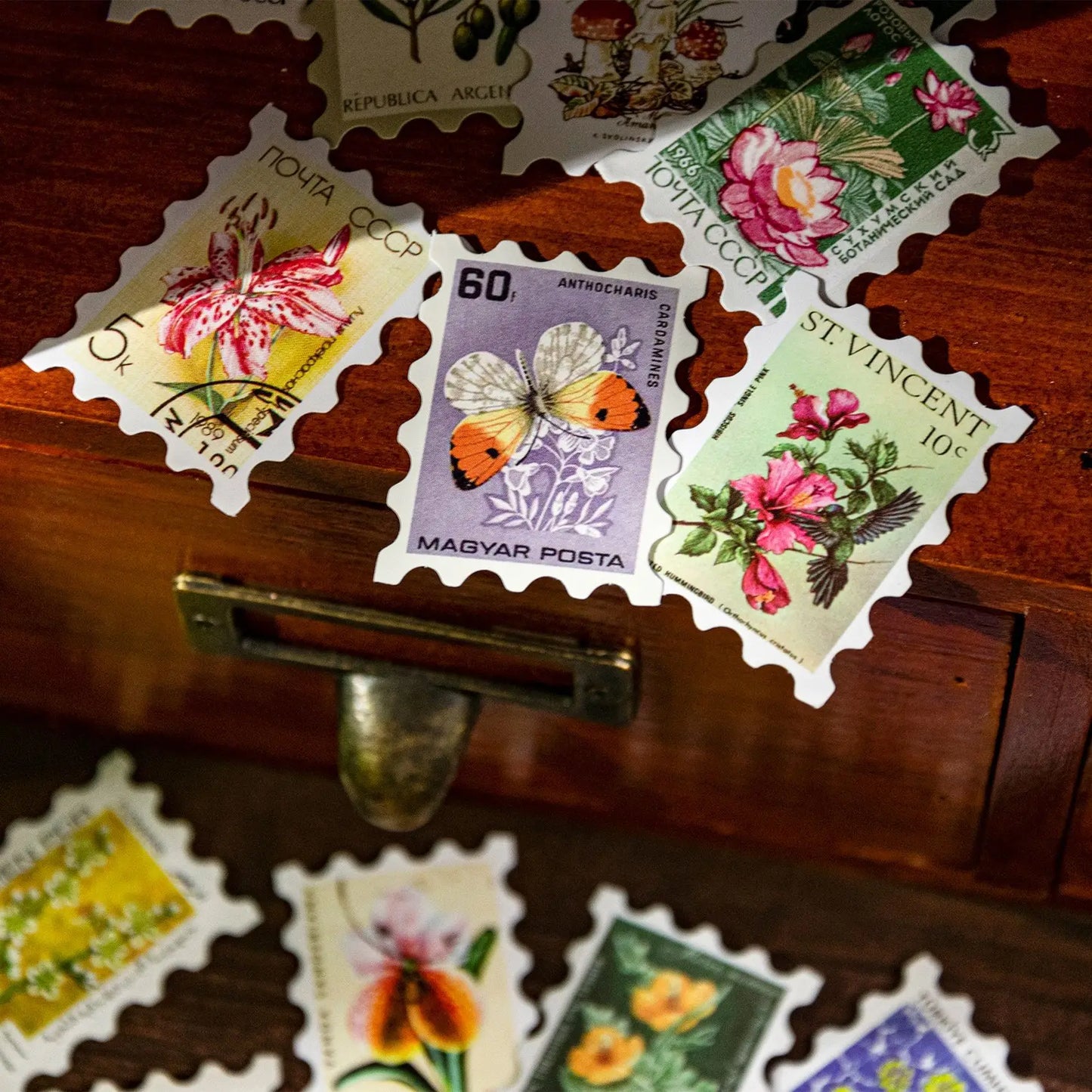 50 sheets Philatelic museum series Postage stamp theme stickers Scrapbooking Material handmade Diary Album Junk Journal Suppl