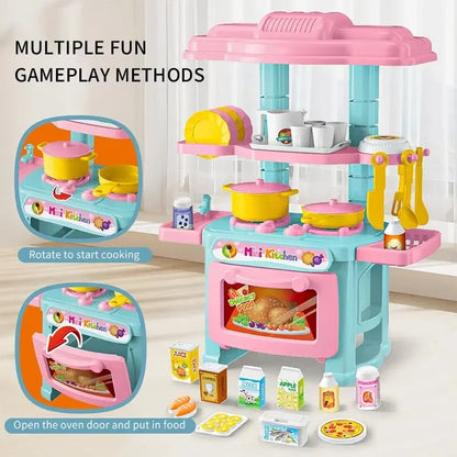 Mini Kitchen Counter Play Set DIY Simulated Cooking Food Tableware Play House Role Play Pretend Game Toy Gift Kid Boy Childre