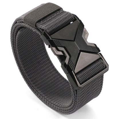Men's Belt Outdoor Hunting Tactics Belt Multi functional Buckle Nylon Belt Marine Corps Canvas Belt - Grey-pp136