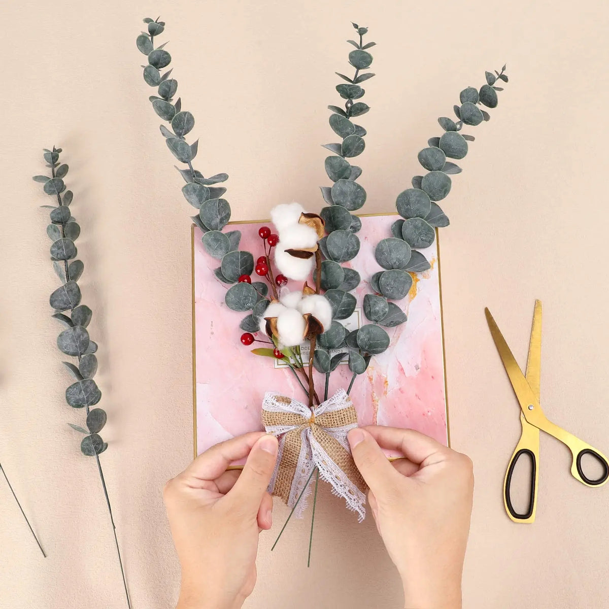 20pcs Artificial Eucalyptus Stems Leaves Green Eucalyptus Branches Fake Plants for Wedding Centerpieces Christmas Navidad Dec