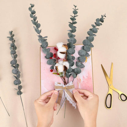20pcs Artificial Eucalyptus Stems Leaves Green Eucalyptus Branches Fake Plants for Wedding Centerpieces Christmas Navidad Dec
