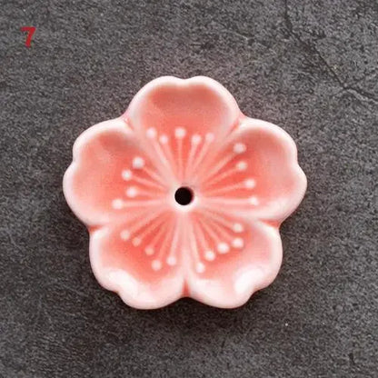 Cherry Blossom Incense Burner Home Ceramic Decor Stick Holder Aromatherapy Censer Office Teahouse Ornament