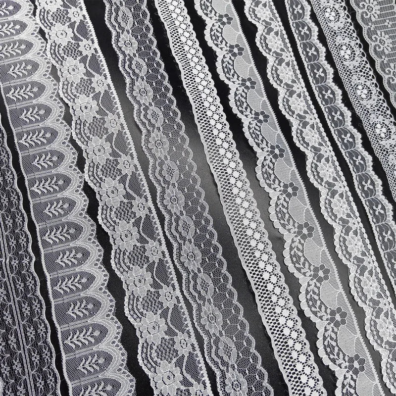 10 Yards 38 Kinds of White Lace Ribbon African Lace Fabric DIY Webbing Decoration Gifts Packing Sewing Clothes Material Craft