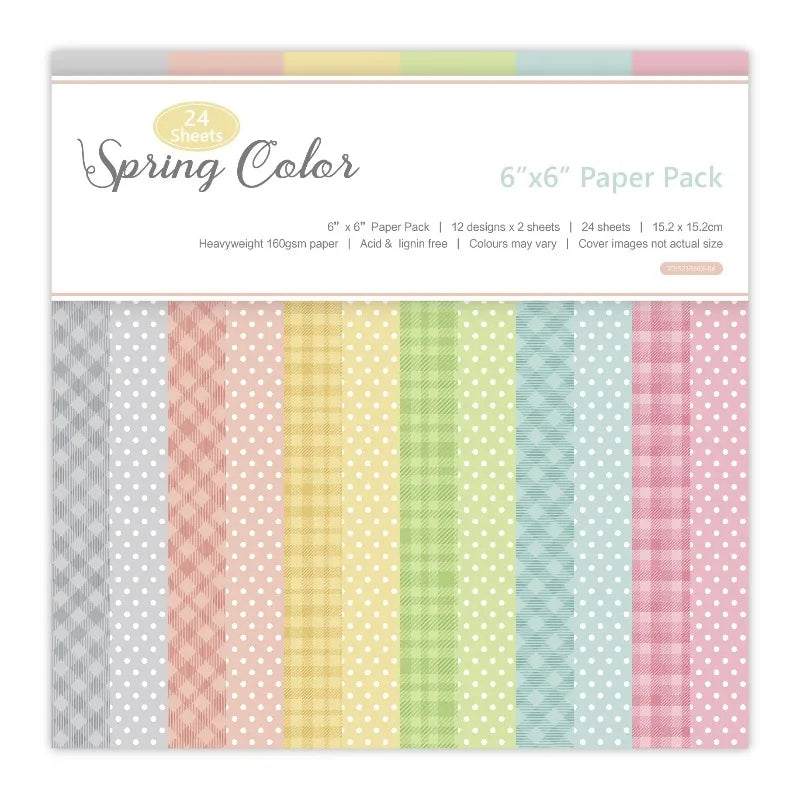 12 Sheets Spring Colors Craft Paper Pads Cutting Dies Art Background Origami Scrapbooking Card Making
