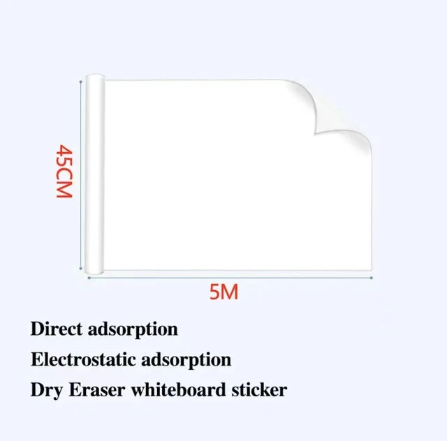 Width: 45CM Reusable Static Whiteboard Adheres To Walls Without Damage Easy To Apply and Remove Dry Eraser White Board - 45cm