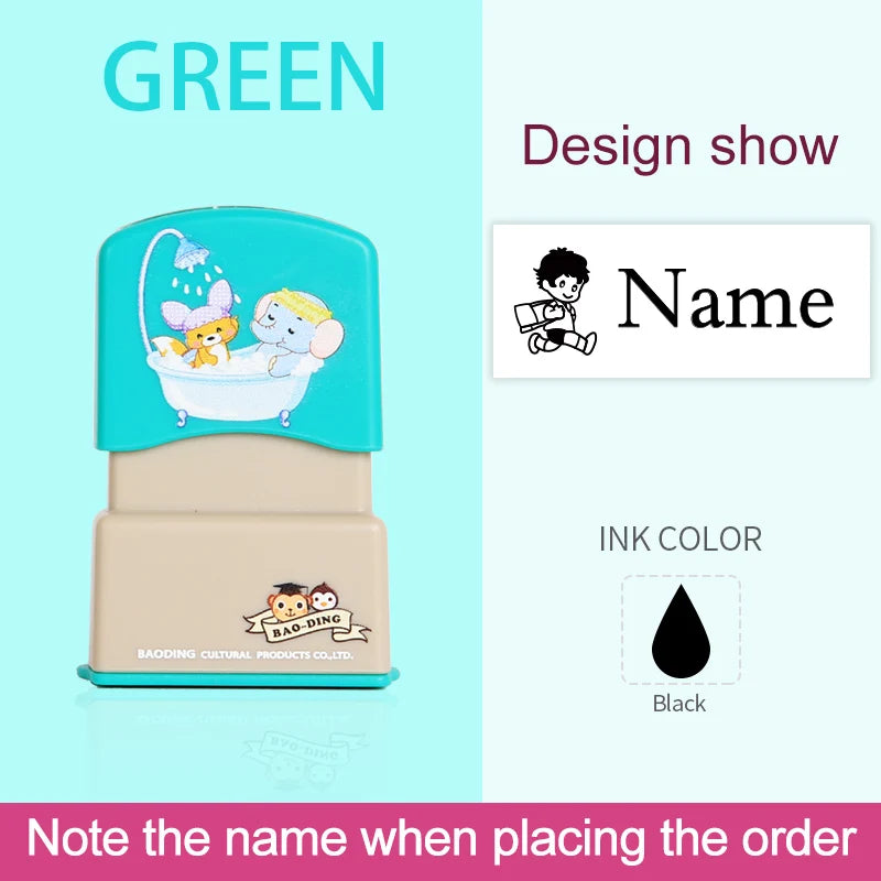 Personalized Kids Name Stamp-Custom Waterproof Seal Stamps for School,Durable Non-Fading Ink, Travel Case & Educational Tools