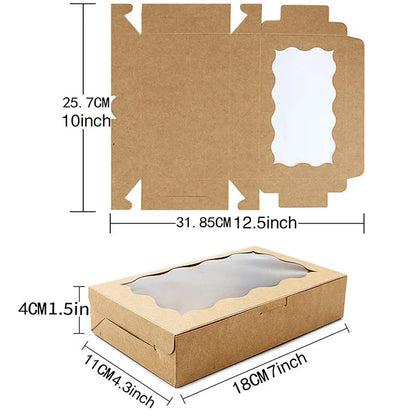10/20Pcs Kraft Paper Cake Candy Boxes Rectangle Open Window Wedding Jewelry Chocolate Gift Packaging Boxes Baking Party Suppl