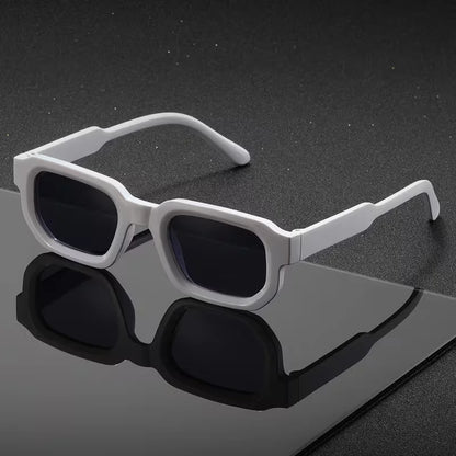 New Men Vintage Rectangle Frame Sunglasses Fashion Retro Sun Glasses Design Glasses UV400 Eyewear Women Goggles - WHITE