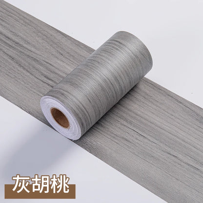 1 Roll Thickened Imitation Wood Grain Skirting Wall Stickers, Self-adhesive Living Room Bedroom Wall Corner Decoration - Gray