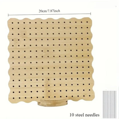 Wooden Crochet Blocking Board with Grid and Pins for Knitting Granny Squares Projects DIY Craft Gift for Beginners Adults - B