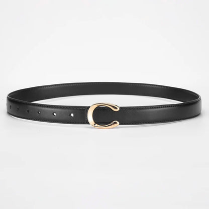 Women's Fashionable Belt C-shaped Buckle Smooth Buckle Temperament Double-sided Gift For Mother Using Belt - E / 95cm