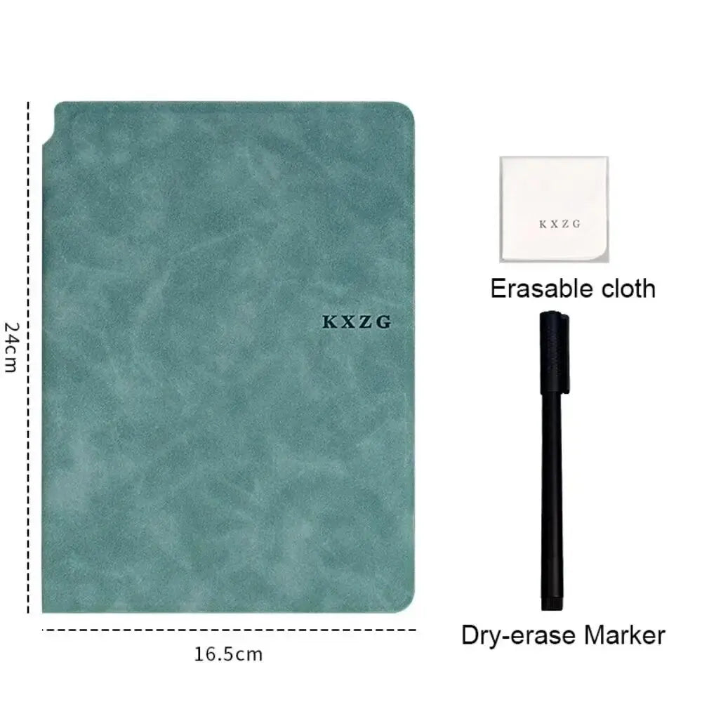 1 Pcs Reusable Whiteboard Notebook Set With Whiteboard Pen Erasing Cloth Leather Memo Pad Weekly Planner Portable Stylish Off
