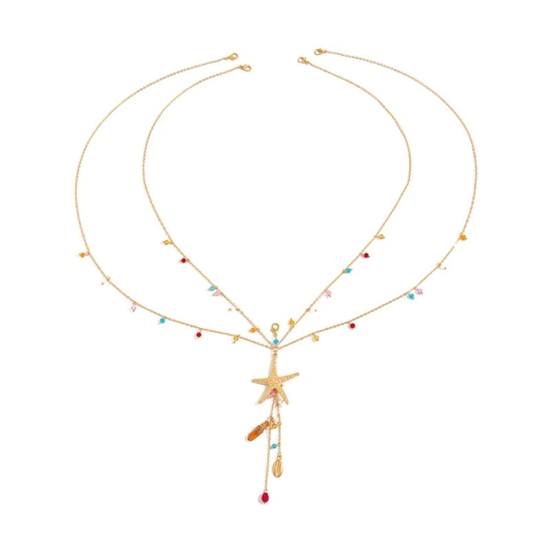 R7UF Fashionable Adjustable Lariat Chain With Shining Pendant FSwimsuit Accessory Jewelry or Summer Vacation