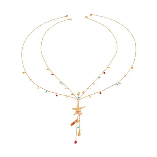 R7UF Fashionable Adjustable Lariat Chain With Shining Pendant FSwimsuit Accessory Jewelry or Summer Vacation