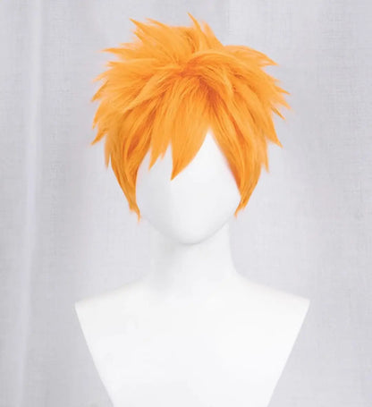 Kurosaki Ichigo Cosplay Wig with Orange Fluffy Hairstyle Short Hair Halloween Anime Party Wig