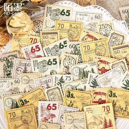 45 Pcs Vintage Plants Stamp Mini Paper Stickers for DIY Diary Scrapbooking Kawaii Stationery Seal Sticker Decoration