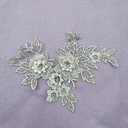 Lace Applique Sew on Patch Fabric 1Pair Embroidery Flower Exquisite Trim Patches Crafts Stickers Bag Gown Decoration Wholesal