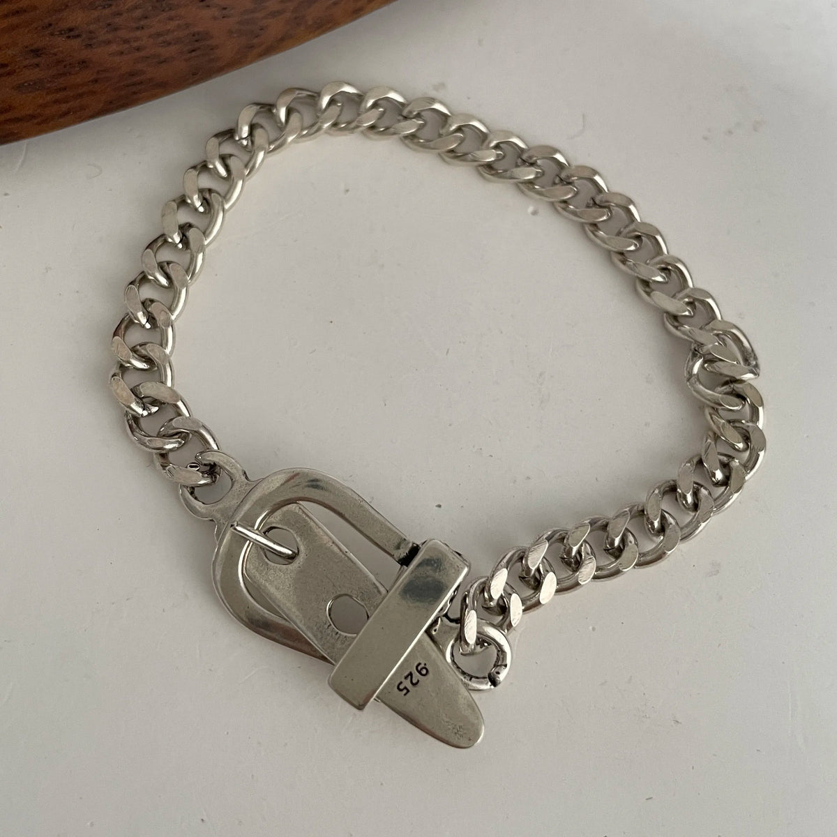 100% Solid 925 Sterling Silver Metal Bracelet for Women Vintage Handmade Simple Retro Heart Chain Bracelet Birthday Gift Part