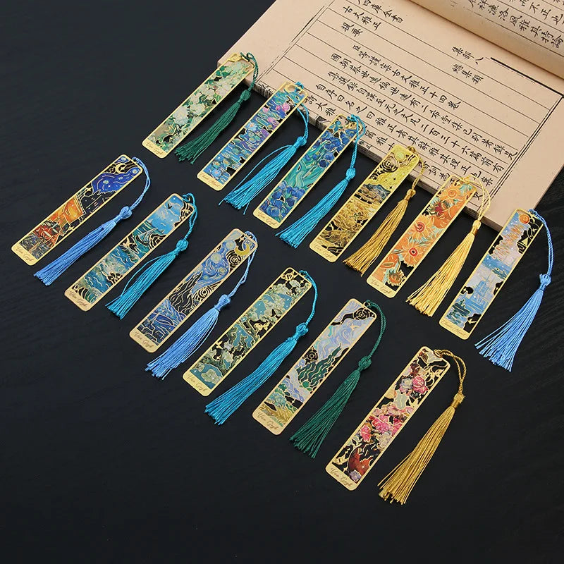 1 Pcs Lytwtw's Creative Metal Book Mark Vintage Oil Painting Bookmark Office School Supplies Funny Gift Stationery Items