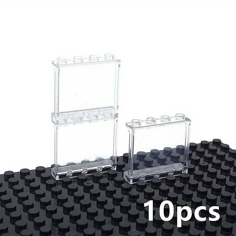10PCS Transparent Panel 1x4x3 Dots Window Wall House Construction Accessories DIY House Bricks Toys Parts Compatible 60581 - 