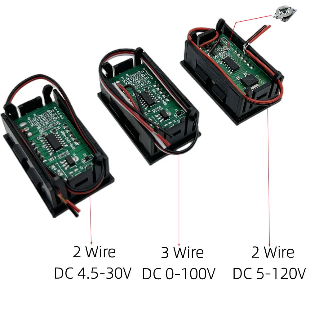 Digital Voltmeter DC 4.5V to 30V Digital Voltmeter Voltage Panel Meter Red/Blue/Green For 6V 12V Electromobile Motorcycle Car