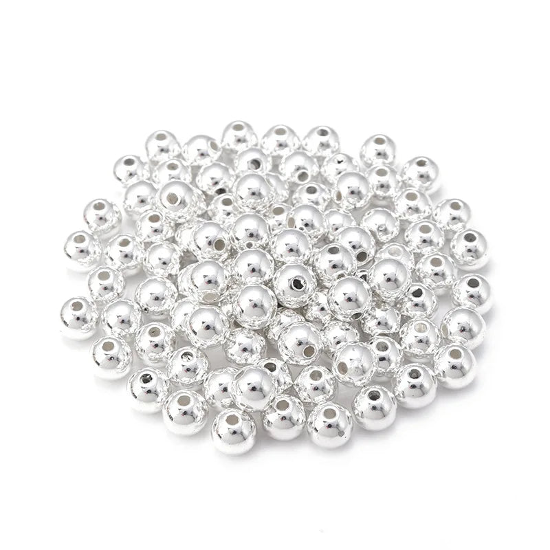 Genuine 925 Sterling Silver Round Beads Spacer Beads Jewelry Making Loose Beads Finding for DIY Bracelet Necklace Accessories
