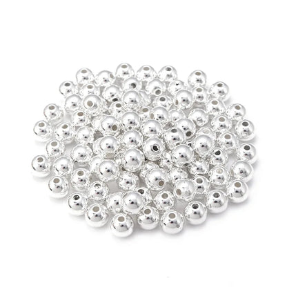 Genuine 925 Sterling Silver Round Beads Spacer Beads Jewelry Making Loose Beads Finding for DIY Bracelet Necklace Accessories