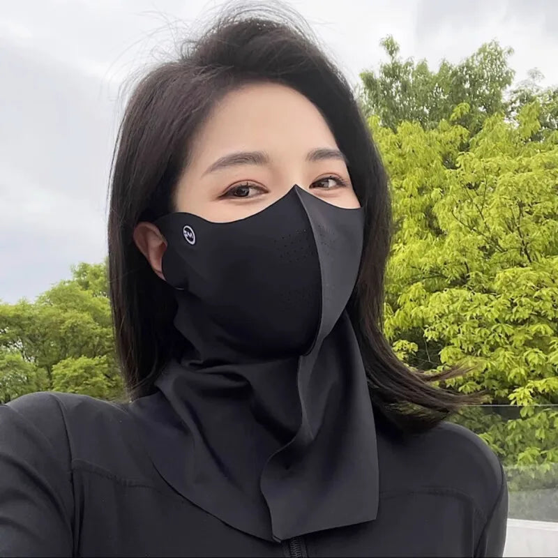 Women Sunscreen Veil Summer Neck Face Mask UV Protection Breathable Ice Silk Sun Protection Masks Veils Outdoor Sport Face Co