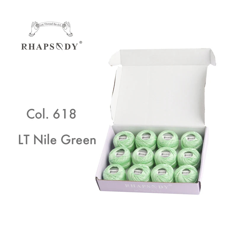 Rhapsody Size #8 Pearl Cotton Crochet Thread Embroidery Craft Needle Cross Stitch Egyptian Cotton Mercerized 12 Balls Set - 6