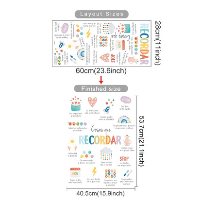 Spanish/English Things To Remember Kids Wall Sticker Art Spanish Office Decor Spanish or English Calming Corner Baby Room Dec