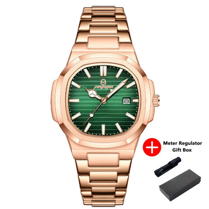 2026 New Luxury Military Man Watch Square Waterproof Luminous Date Week Men Watch Stainless Steel Quartz Men's Watches Reloj+