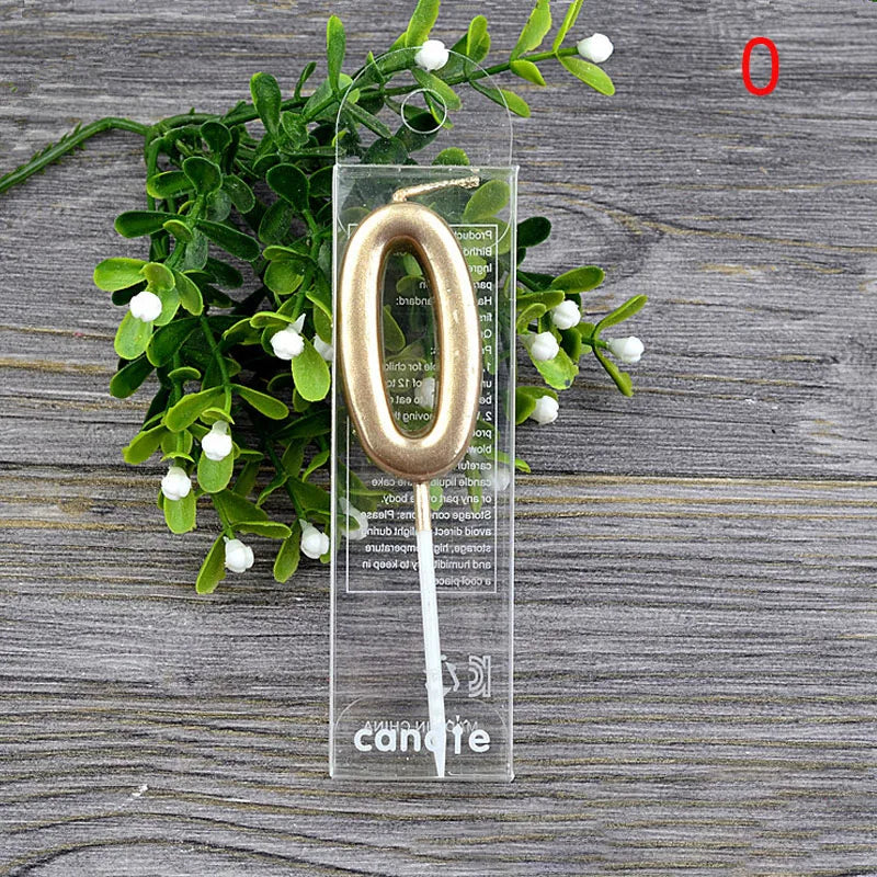 1Pcs Gold Happy Birthday Number Cake Candles 0 1 2 3 4 5 6 7 8 9 Cake Topper Kids Girls Boys Bar Baby Party Supplies Decorati
