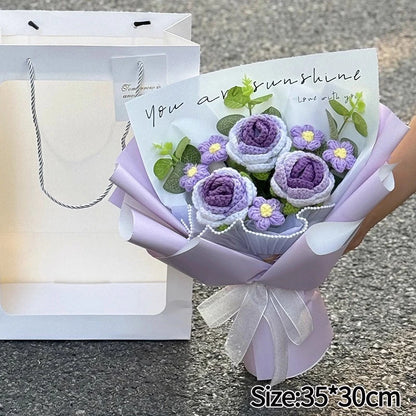 Graduation Bouquet Artificial Crochet Bouquets Hand-woven Flower Bouquet Gifts Teacher's Day Graduation Gift Flowers - S20