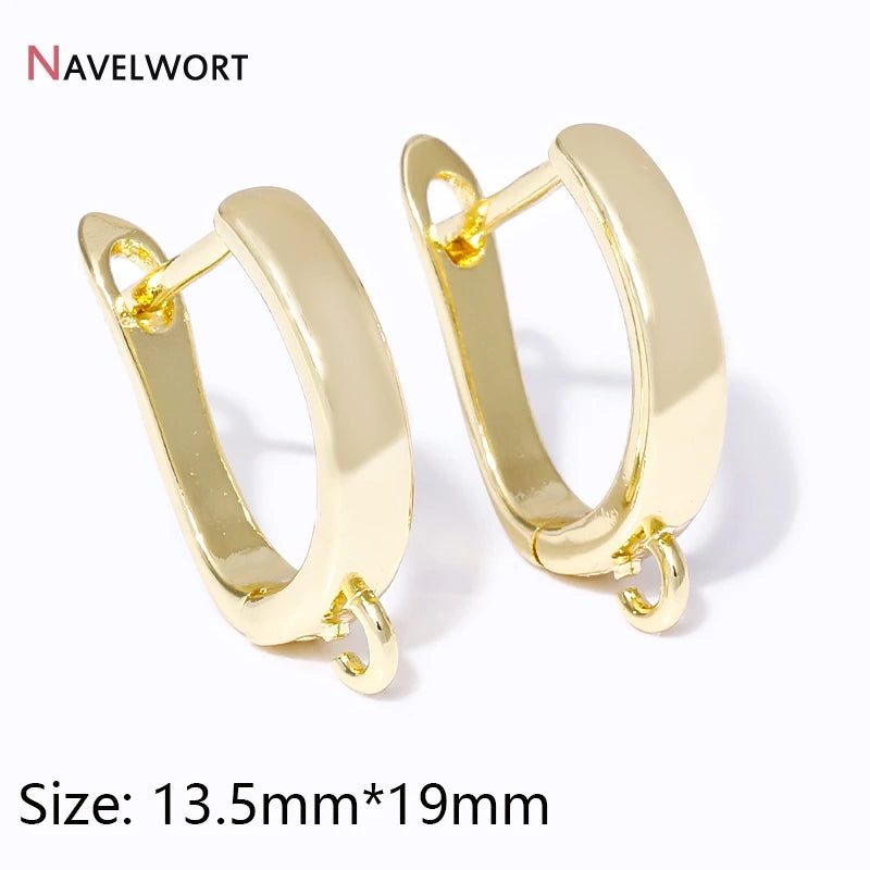 18K Gold Plated Brass Metal Earwires Basic Fasteners,Earring Fixtures,Inlaid Zircon Earring Hooks,Earring Making Supplies - 1