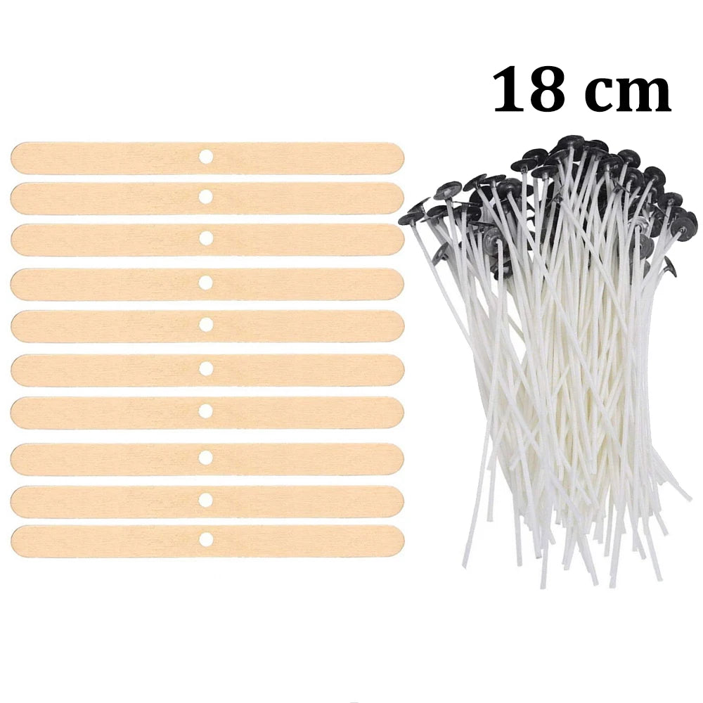 Smokeless Candle Wicks 2.6-20cm Pre-Waxed Cotton Core Wicks with Metal Sustainer Tabs DIY Handmade Candle Making Tools - 110 