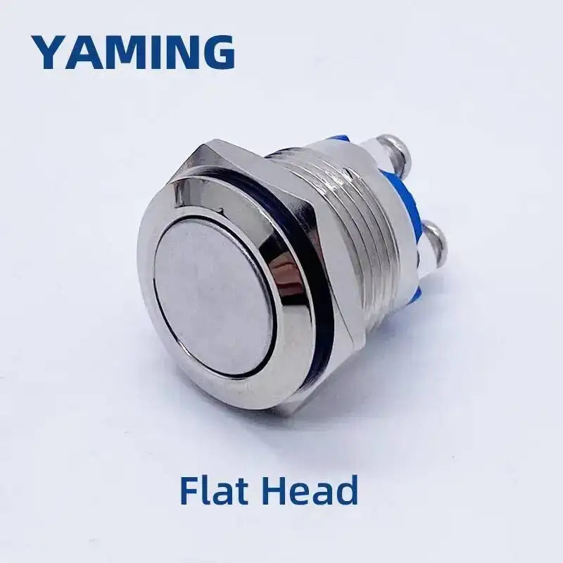 16mm Metal Push Button Switch IP65 Waterproof Nickel Plated Brass Press Button Self-reset 1NO High/Flat/Shape Round Momentary