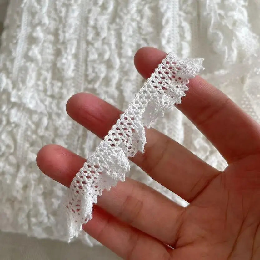 5 Meters Beige Roseo White Elastic Lace Embroidered Crochet Trim Home DIY Clothing 100% Cotton Ribbon Border Sewing Crafts 1.